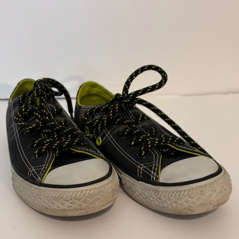 Converse All Star Kids 11.5 Shoes Black Gray Lime Sneakers Low Top Chuck Taylor